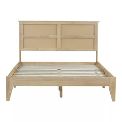 Bellemave® Boho Bed with Rattan Headboard — Solid Rubberwood Frame, Reinforced Base - Bellemave