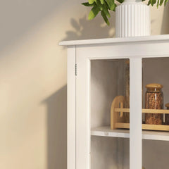 Bellemave® Buffet Storage Cabinet with Double Glass Doors and Unique Bell Handle - Bellemave