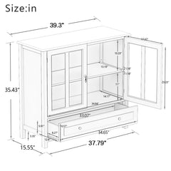 Bellemave® Buffet Storage Cabinet with Double Glass Doors and Unique Bell Handle - Bellemave