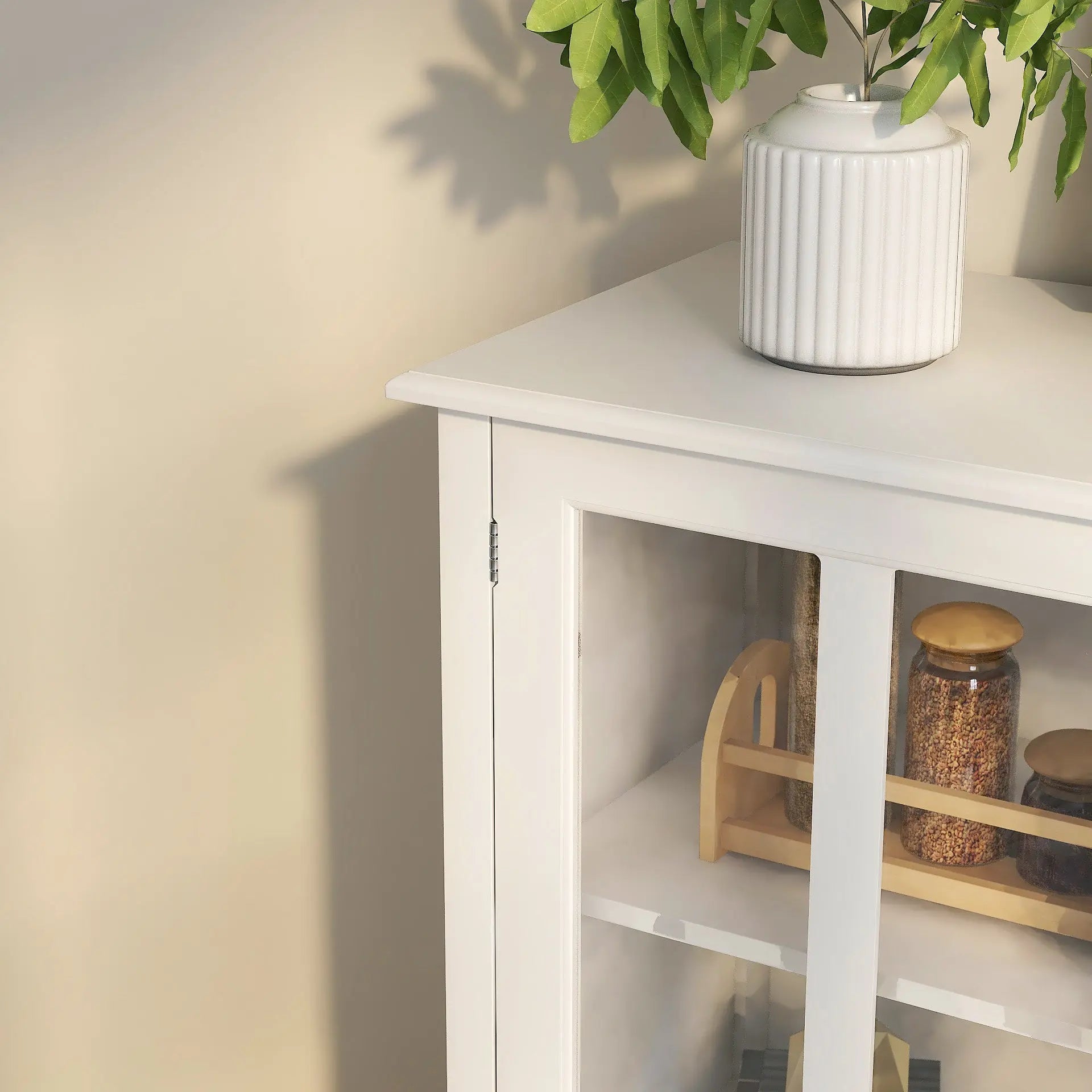 Bellemave® Buffet Storage Cabinet with Double Glass Doors and Unique Bell Handle - Bellemave
