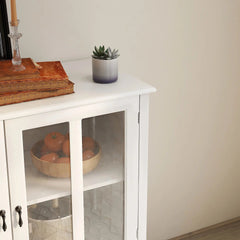 Bellemave® Buffet Storage Cabinet with Double Glass Doors and Unique Bell Handle - Bellemave