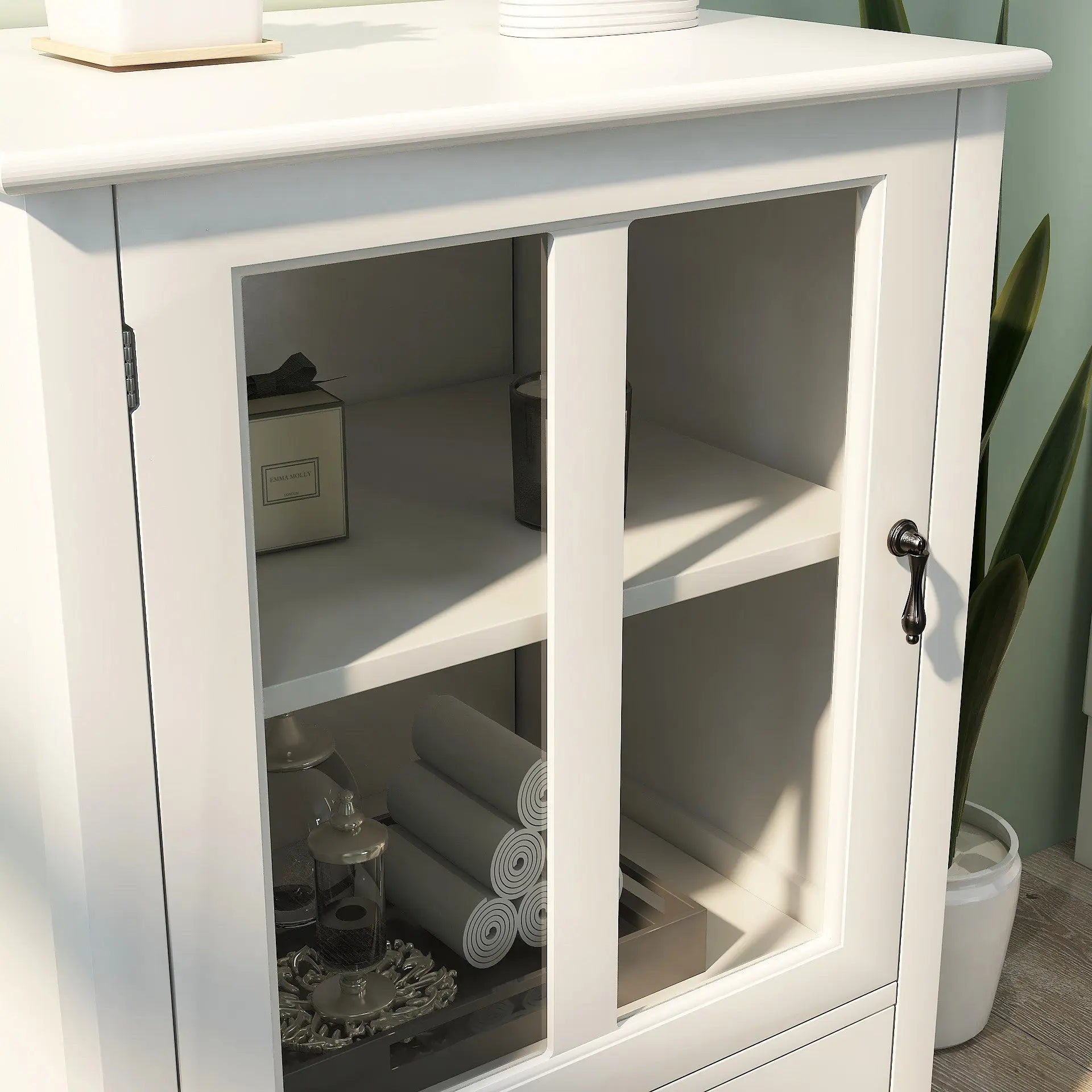 Bellemave® Buffet Storage Cabinet with Single Glass Doors and Unique Bell Handle - Bellemave