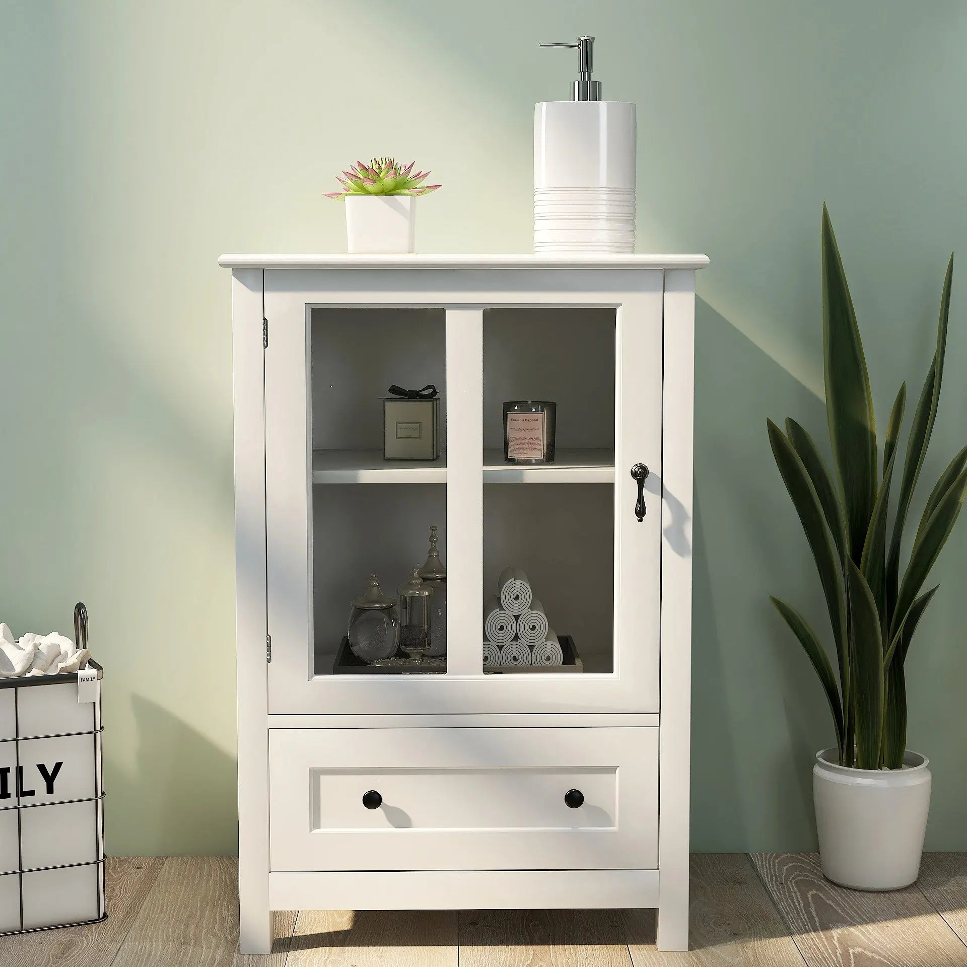 Bellemave® Buffet Storage Cabinet with Single Glass Doors and Unique Bell Handle - Bellemave