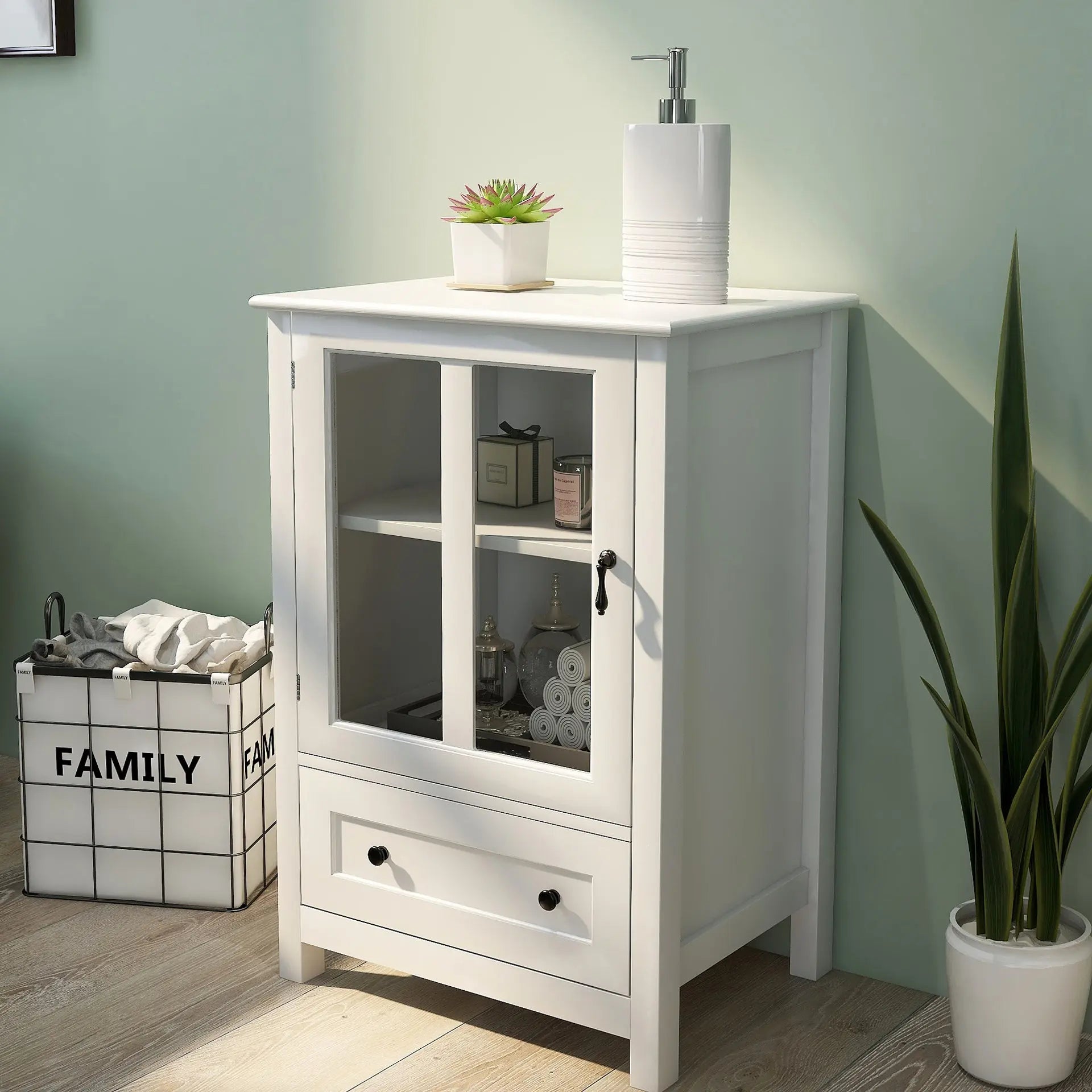 Bellemave® Buffet Storage Cabinet with Single Glass Doors and Unique Bell Handle - Bellemave