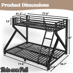 Bellemave® Bunk Bed Frame with Noise Reduced Design, Low Profile Bunk Bed with Soft Ladder Rung Cover & Fence, Heavy Buty Bunk Beds for Adults, Teens - Bellemave