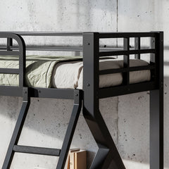 Bellemave® Bunk Bed Frame with Noise Reduced Design, Low Profile Bunk Bed with Soft Ladder Rung Cover & Fence, Heavy Buty Bunk Beds for Adults, Teens - Bellemave
