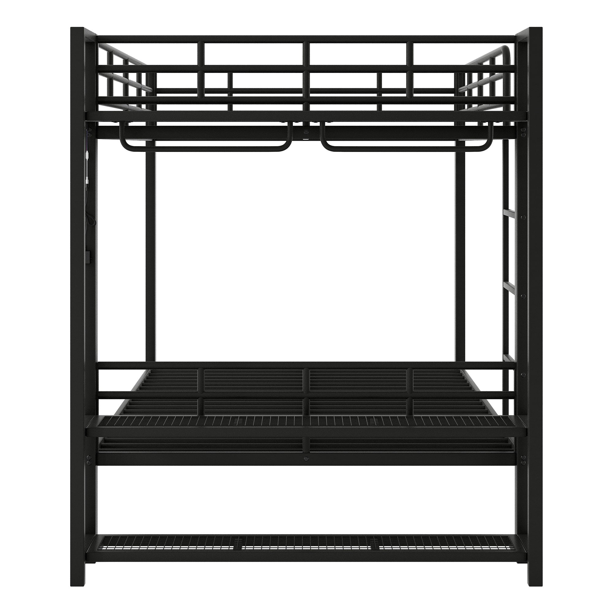 Bellemave® Bunk Bed Full Over Full,Metal Bunk Bed with Shelf, Guardrails, Storage Shelves & Clothes Hooks - Bellemave