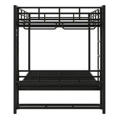 Bellemave® Bunk Bed Full Over Full,Metal Bunk Bed with Shelf, Guardrails, Storage Shelves & Clothes Hooks - Bellemave