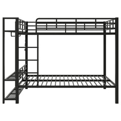 Bellemave® Bunk Bed Full Over Full,Metal Bunk Bed with Shelf, Guardrails, Storage Shelves & Clothes Hooks - Bellemave