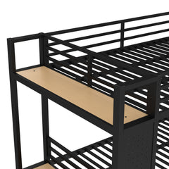 Bellemave® Bunk Bed Queen Over Queen,Metal Bunk Bed with Shelf and Guardrails,Queen Bunk beds with Storage Drawers and Clothes Hooks for Kids, Teens & Adults（Black） - Bellemave