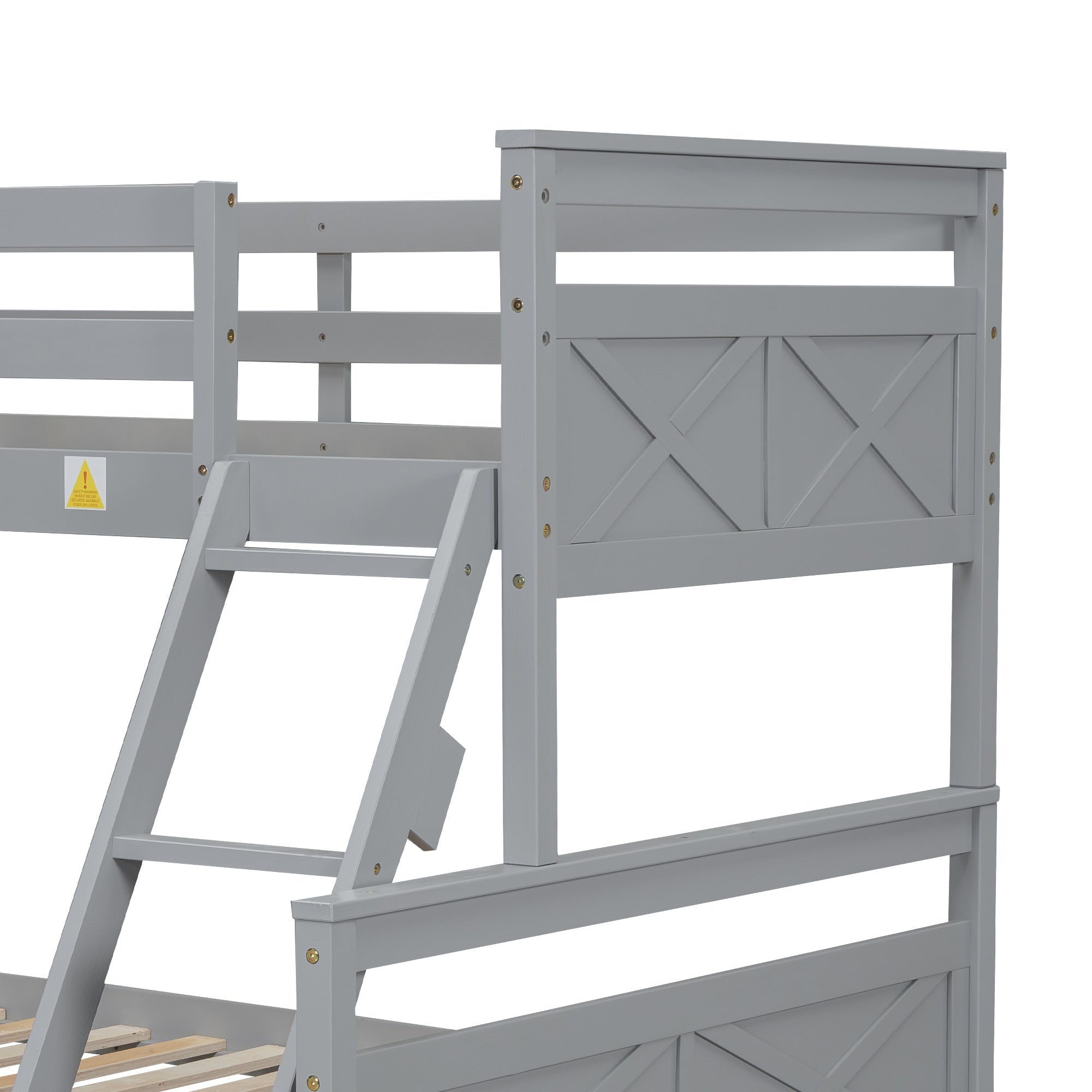 Bellemave® Bunk Bed Twin Over Full, Twin Over Full Bunk Beds with Storage Drawers, Wood Bunk Bed Frame with Guardrail and Ladder for Kids Boys Girls Teens, Can be Convertible to 2 Beds, Grey - Bellemave
