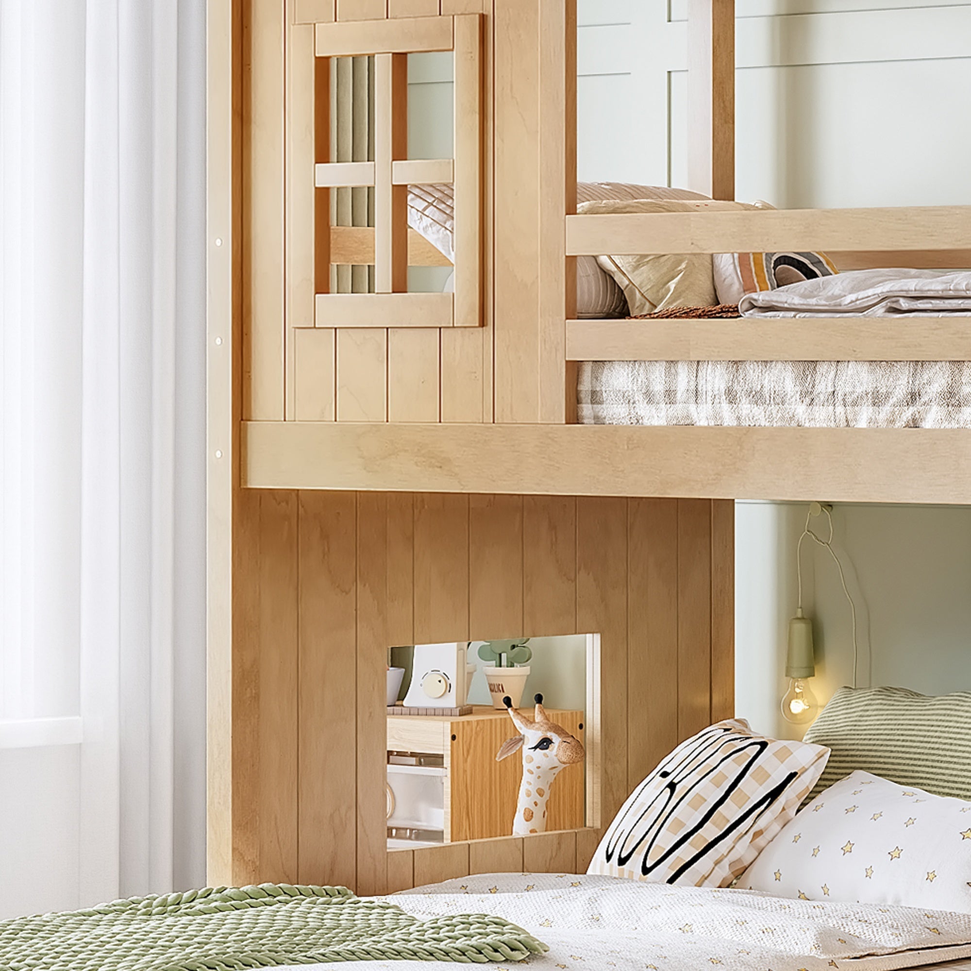 Bellemave® Bunk bed Twin Over Full with Slide,Ladders,Bookshelf & Wardrobe, House roof Design, Low bunk/loft Bed for Kids - Bellemave