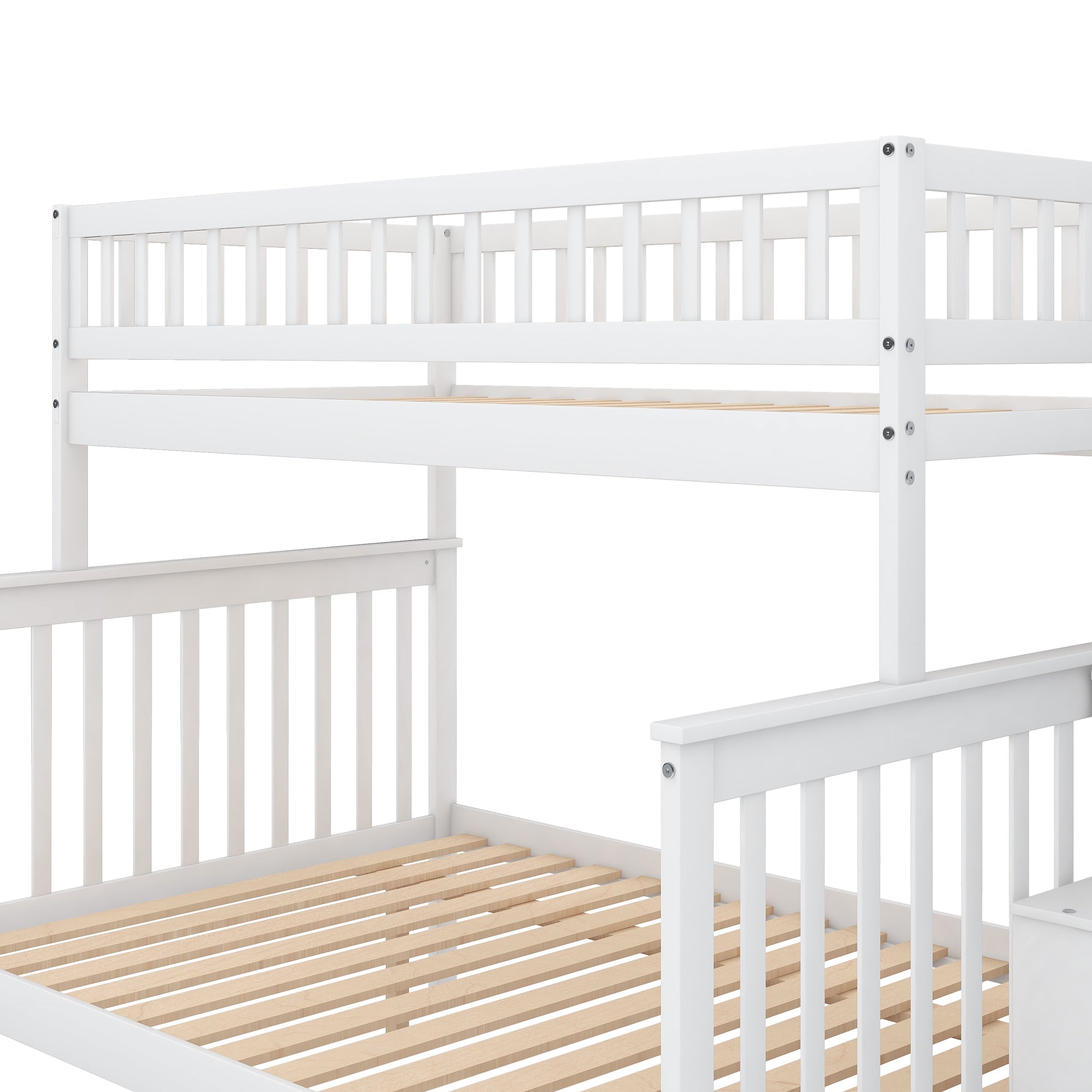 Bellemave® Bunk Bed Twin over Full with Trundle and Staircase,Gray - Bellemave