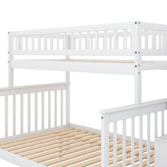 Bellemave® Bunk Bed Twin over Full with Trundle and Staircase,Gray - Bellemave