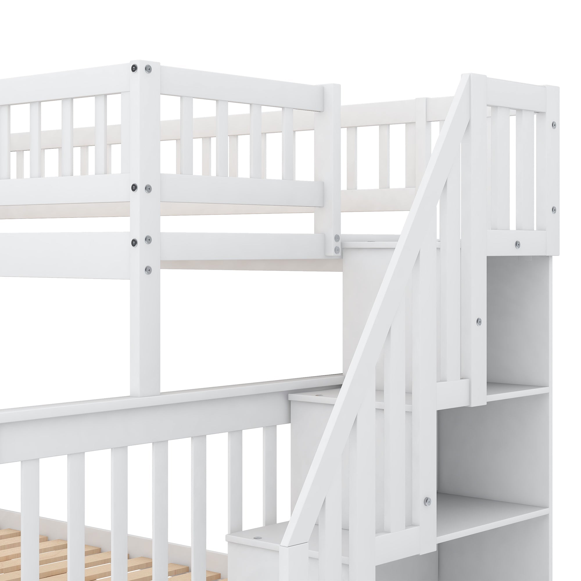 Bellemave® Bunk Bed Twin over Full with Trundle and Staircase,Gray - Bellemave