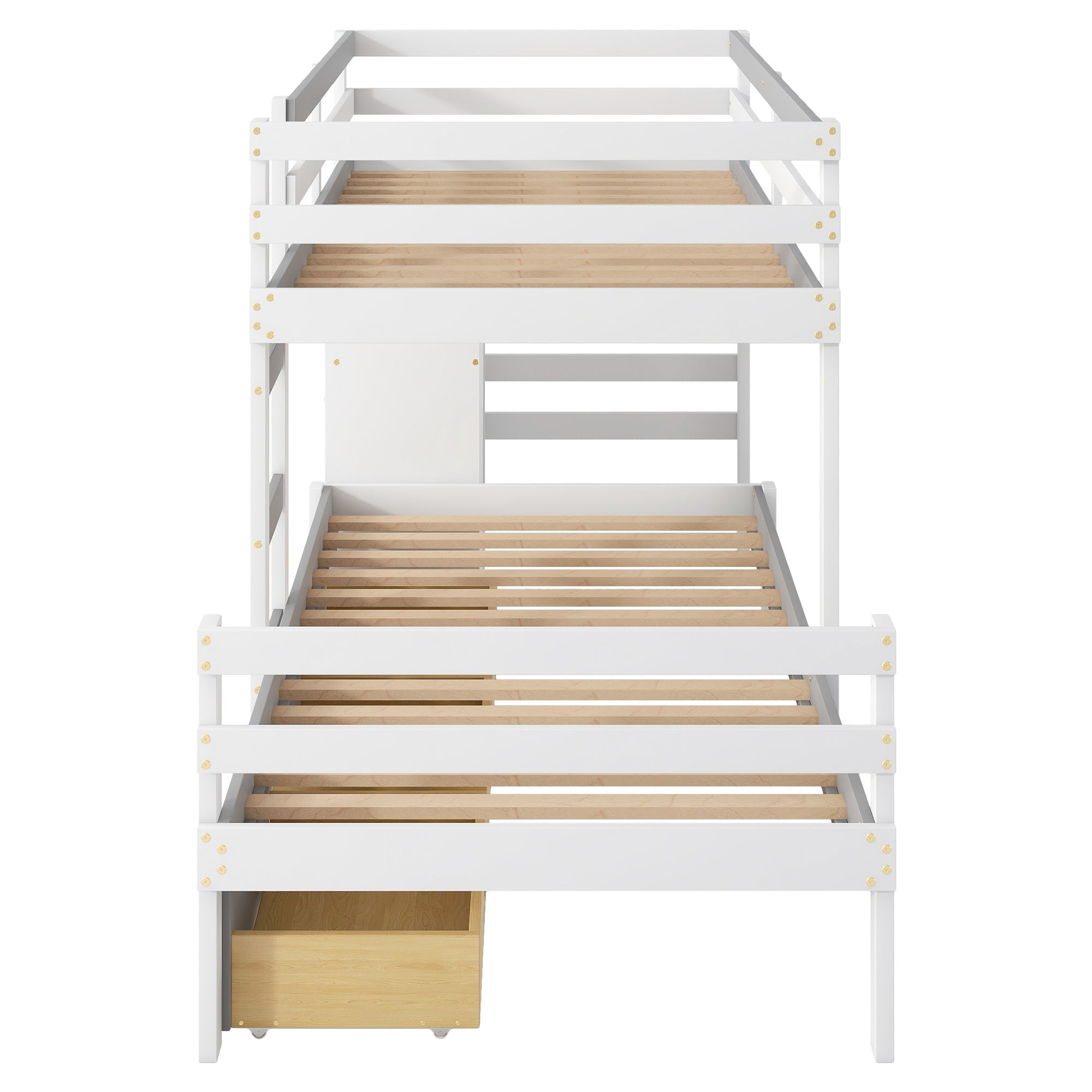 Bellemave® Bunk Bed Twin Over Twin with 6 Storage Drawers, Solid Wood Bunk Beds with Guardrails & Ladders, No Box Spring Needed, Gray) - Bellemave