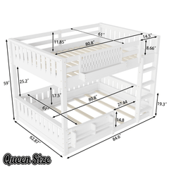 Bellemave® Bunk Bed Twin XL Over Queen with Rail and guardrail, Bunk beds with Pegboard and Bookshelf for Kids, Floor Bunk Bed with Fence, Beige - Bellemave