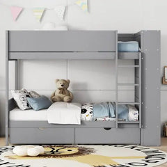 Bellemave® Bunk Bed with 2 Drawers and Multi - layer Cabinet - Bellemave