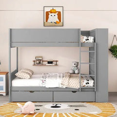 Bellemave® Bunk Bed with 2 Drawers and Multi - layer Cabinet - Bellemave