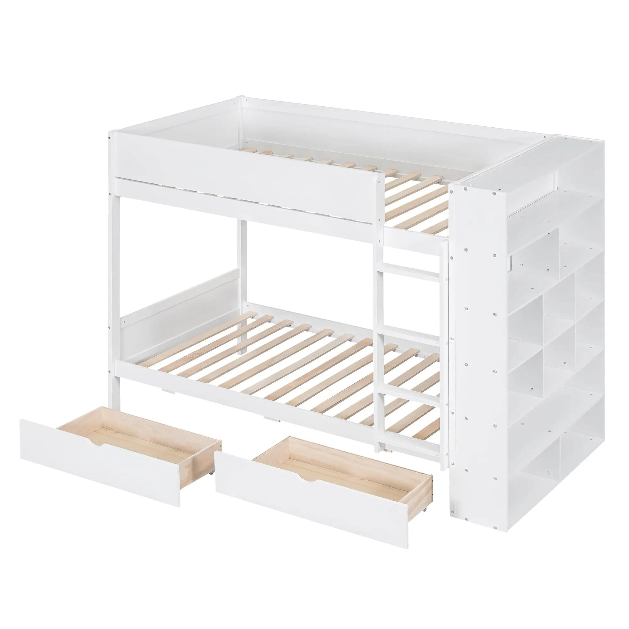 Bellemave® Bunk Bed with 2 Drawers and Multi - layer Cabinet - Bellemave