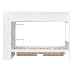 Bellemave® Bunk Bed with 2 Drawers and Multi - layer Cabinet - Bellemave