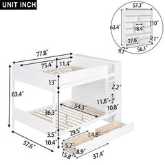 Bellemave® Bunk Bed with 2 Drawers and Multi - layer Cabinet - Bellemave