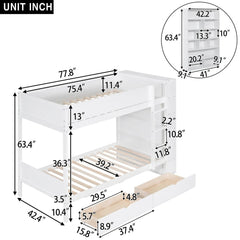 Bellemave® Bunk Bed with 2 Drawers and Multi - layer Cabinet - Bellemave
