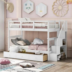 Bellemave® Bunk Bed with 3 Drawers and Stairs - Bellemave