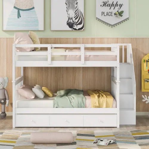 Bellemave® Bunk Bed with 3 Drawers and Stairs - Bellemave
