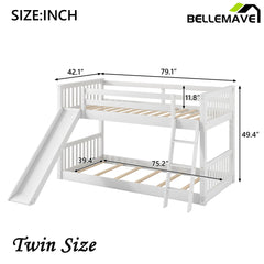 Bellemave® Bunk Bed with Convertible Slide and Ladder - Bellemave