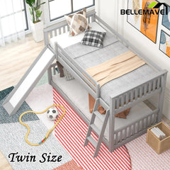 Bellemave® Bunk Bed with Convertible Slide and Ladder - Bellemave
