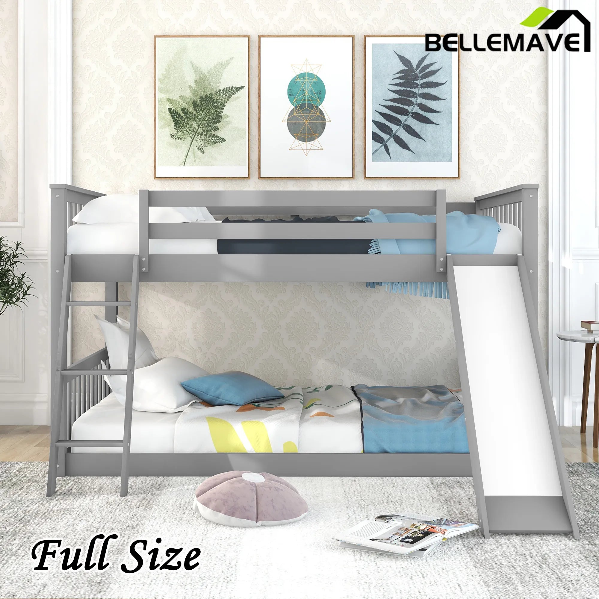 Bellemave® Bunk Bed with Convertible Slide and Ladder - Bellemave