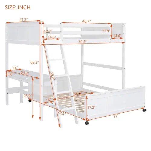 Bellemave® Bunk Bed with Desk - Bellemave