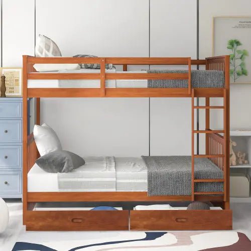 Bellemave® Bunk Bed with Ladders and Two Storage Drawers - Bellemave