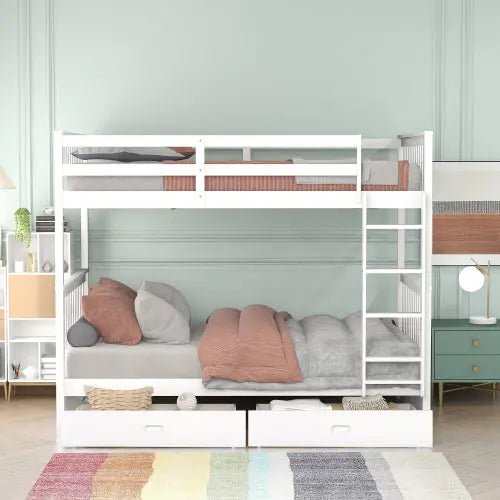 Bellemave® Bunk Bed with Ladders and Two Storage Drawers - Bellemave
