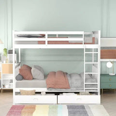 Bellemave® Bunk Bed with Ladders and Two Storage Drawers - Bellemave