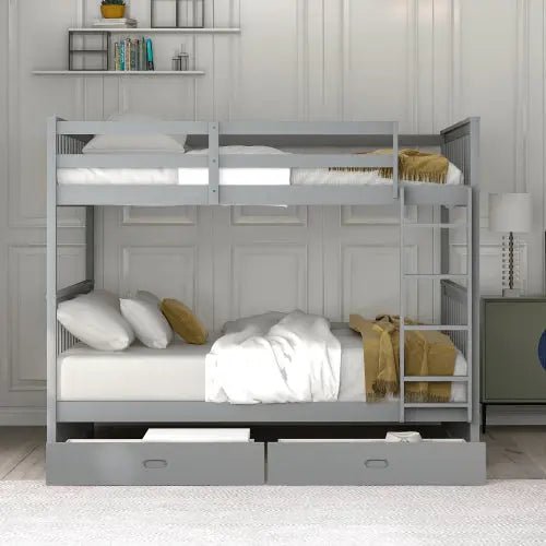 Bellemave® Bunk Bed with Ladders and Two Storage Drawers - Bellemave