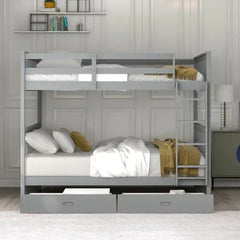 Bellemave® Bunk Bed with Ladders and Two Storage Drawers - Bellemave
