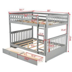 Bellemave® Bunk Bed with Ladders and Two Storage Drawers - Bellemave