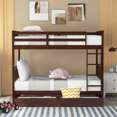 Bellemave® Bunk Bed with Ladders and Two Storage Drawers - Bellemave