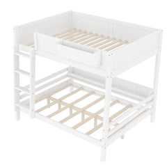 Bellemave® Bunk Bed with Storage Shelves and Guardrails, Wood Bunk Bed with Ladders and Upgraded Slats, Chic Design Bunkbed that Can be Diverted - Bellemave