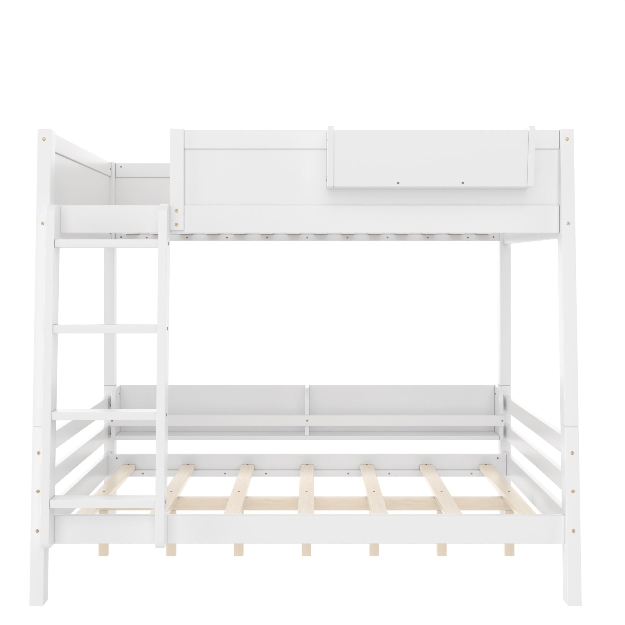 Bellemave® Bunk Bed with Storage Shelves and Guardrails, Wood Bunk Bed with Ladders and Upgraded Slats, Chic Design Bunkbed that Can be Diverted - Bellemave