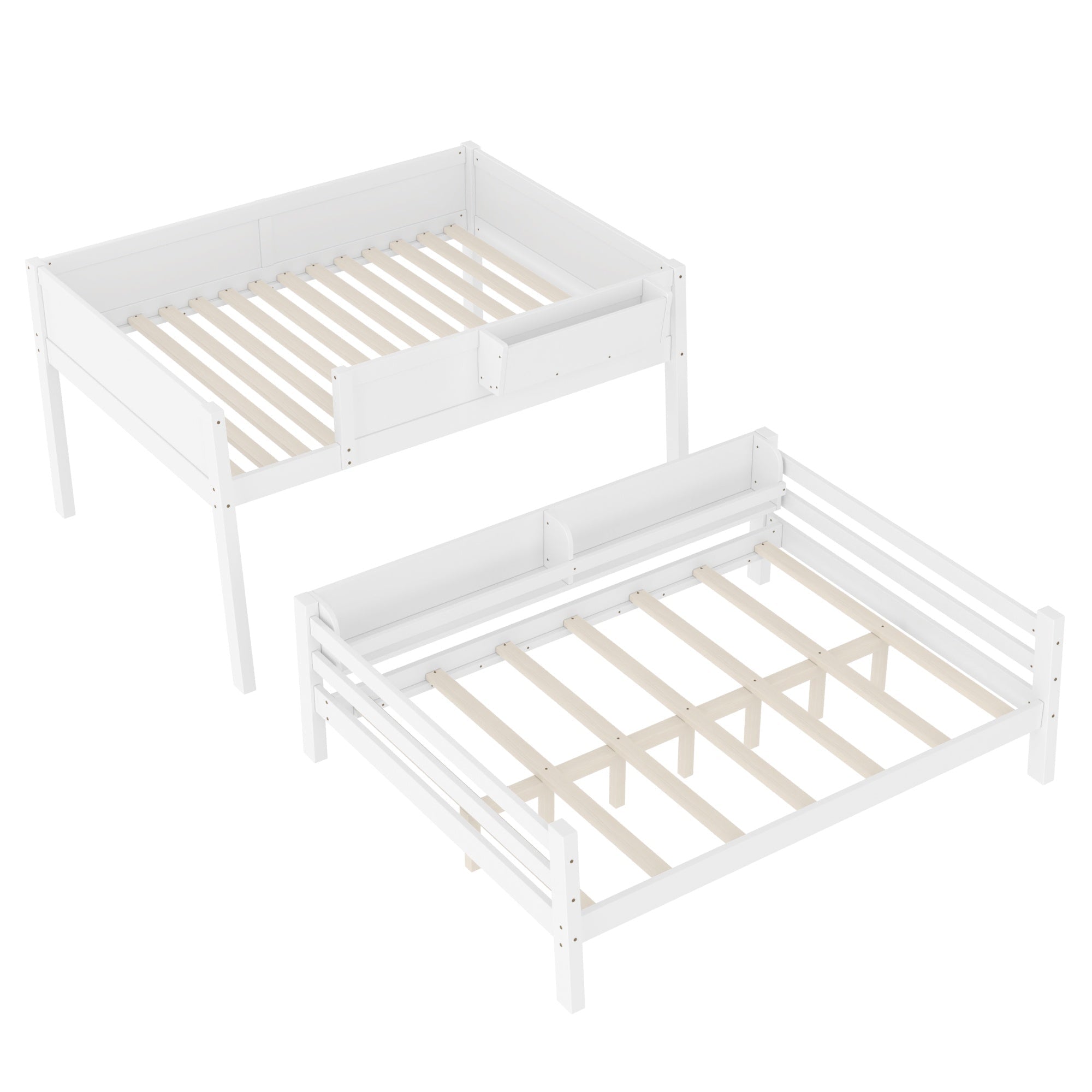 Bellemave® Bunk Bed with Storage Shelves and Guardrails, Wood Bunk Bed with Ladders and Upgraded Slats, Chic Design Bunkbed that Can be Diverted - Bellemave
