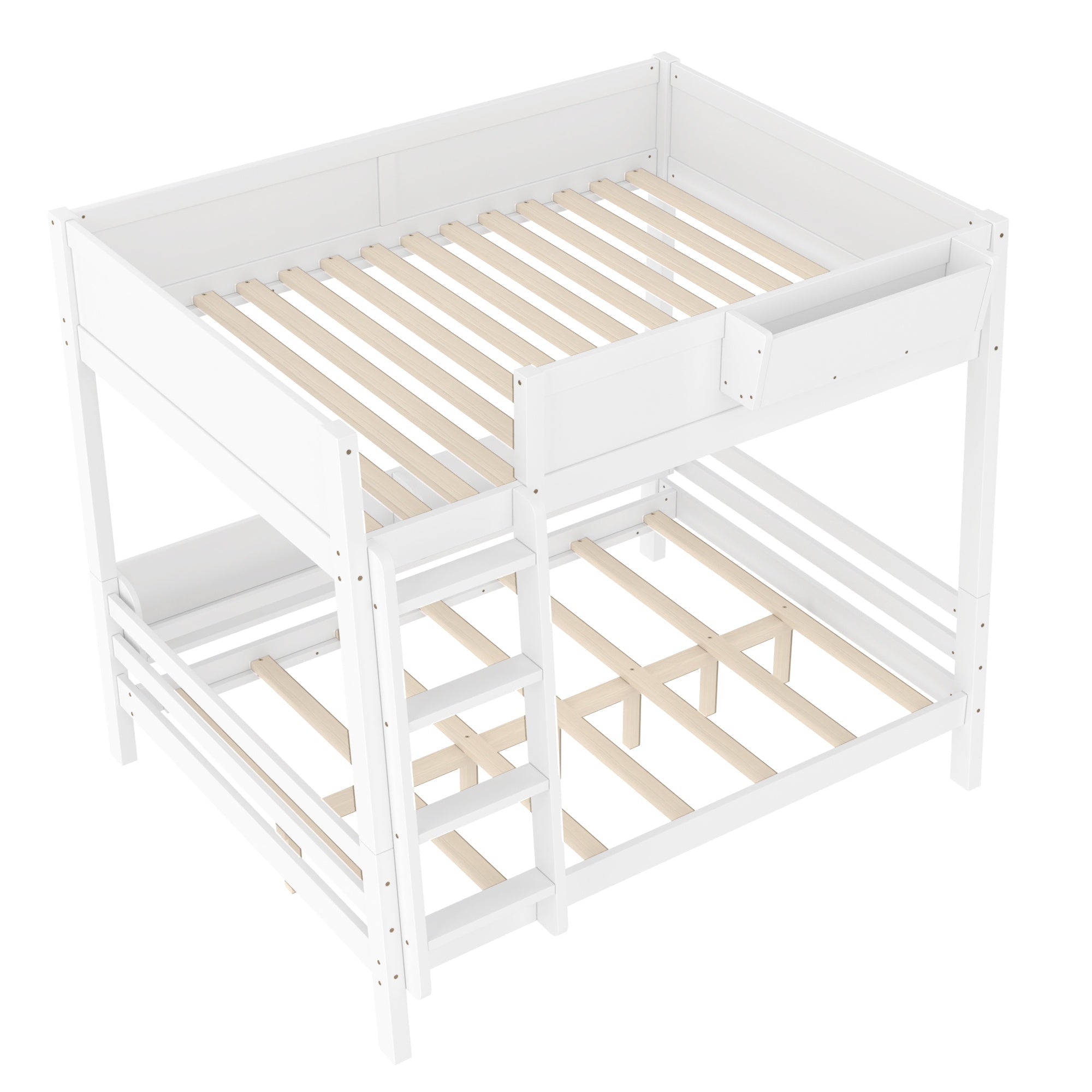 Bellemave® Bunk Bed with Storage Shelves and Guardrails, Wood Bunk Bed with Ladders and Upgraded Slats, Chic Design Bunkbed that Can be Diverted - Bellemave
