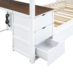 Bellemave® Bunk Bed with Trundle Bed, Desk with Storage Drawer - Bellemave