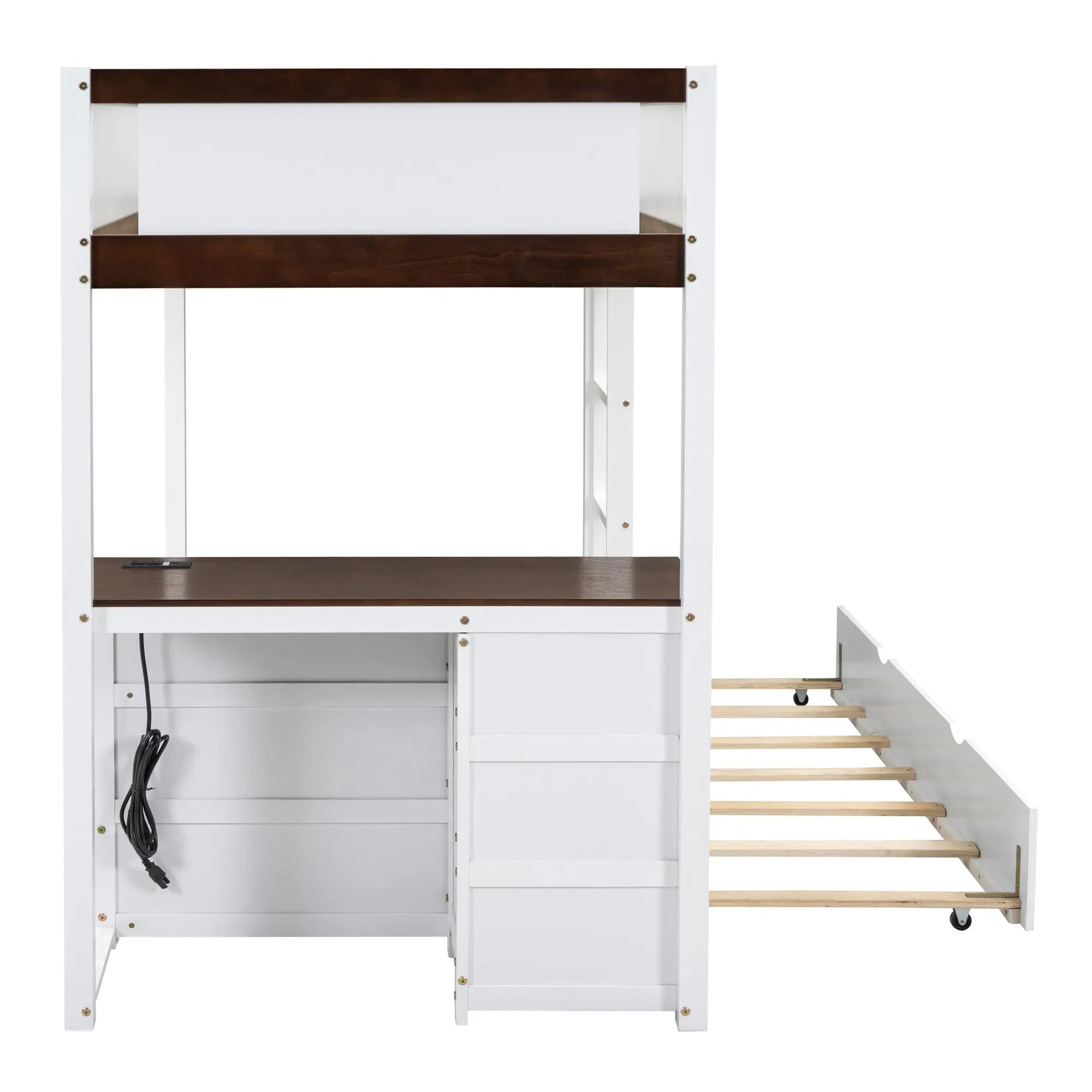 Bellemave® Bunk Bed with Trundle Bed, Desk with Storage Drawer - Bellemave