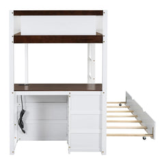Bellemave® Bunk Bed with Trundle Bed, Desk with Storage Drawer - Bellemave