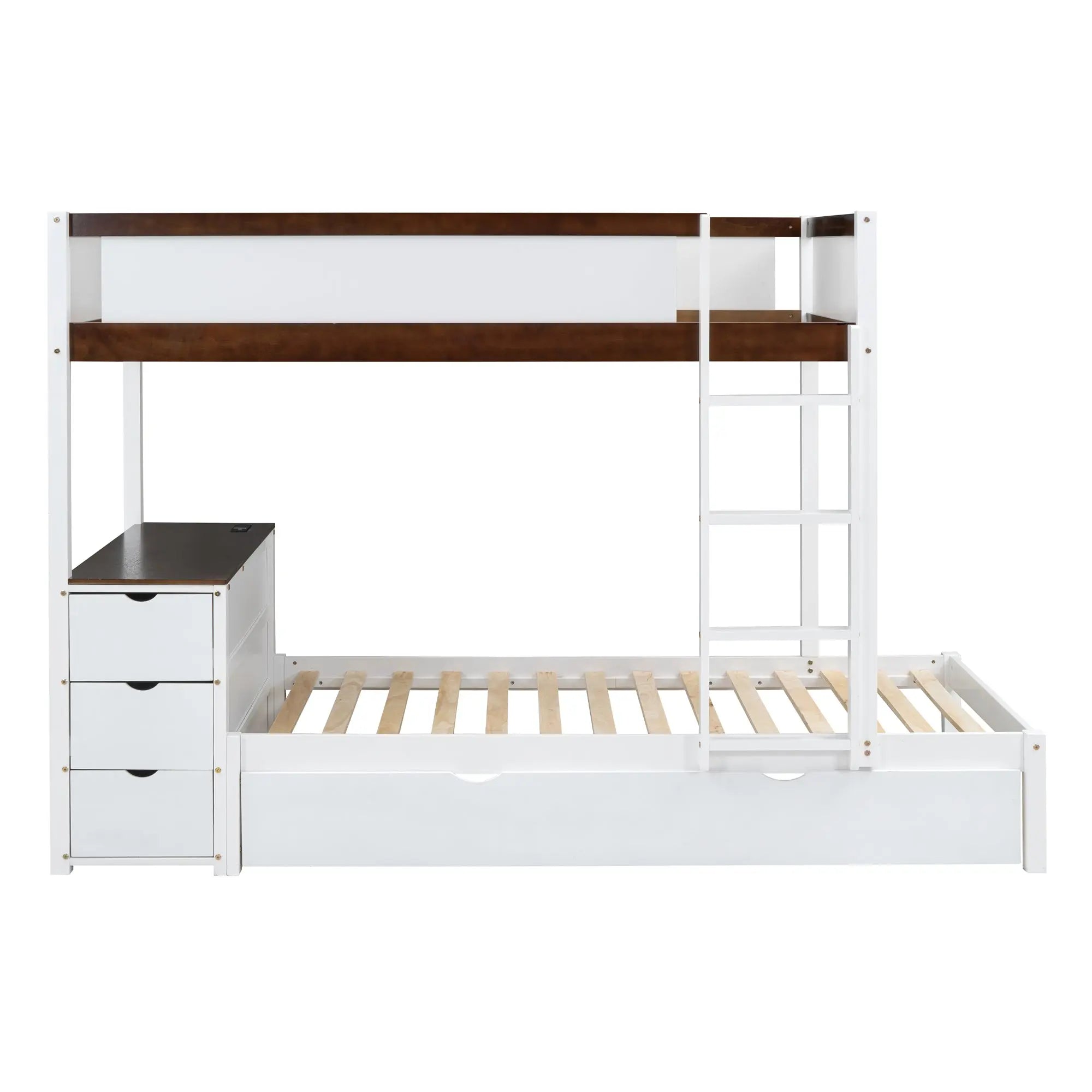 Bellemave® Bunk Bed with Trundle Bed, Desk with Storage Drawer - Bellemave