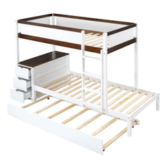 Bellemave® Bunk Bed with Trundle Bed, Desk with Storage Drawer - Bellemave