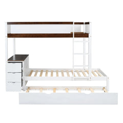 Bellemave® Bunk Bed with Trundle Bed, Desk with Storage Drawer - Bellemave